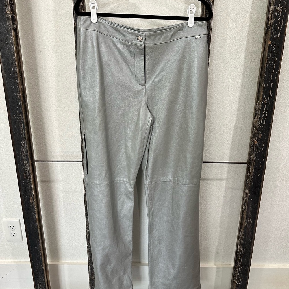 St. John 100% leather silver pants, NWT Sz 12